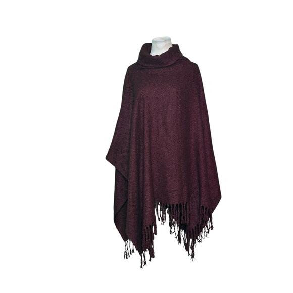 Vince Camuto burgundy turtle neck poncho One Size - Picture 9 of 14